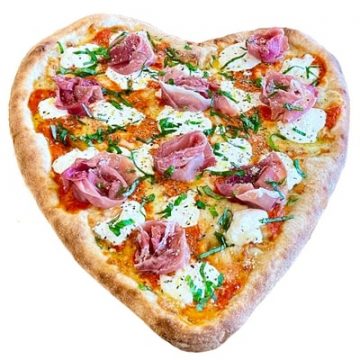 Prosciutto, Burrata & Vodka Heart Shaped Pizza