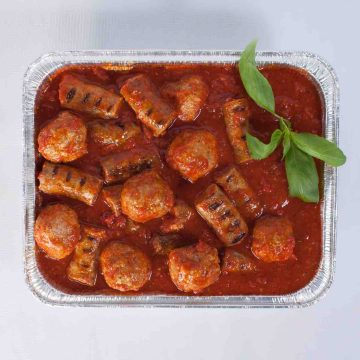 Meatballs & Sausage in Sauce