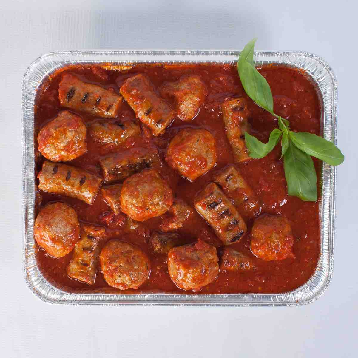 Meatballs & Sausage in Sauce